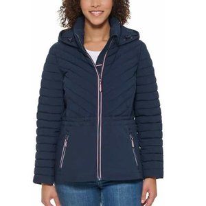 NEW!!! Tommy Hilfiger Women's Puffer Lightweight Hooded Stretch Jacket